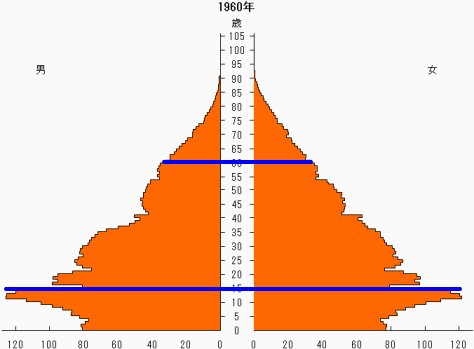 1960年の人口ピラミッド(人口統計)